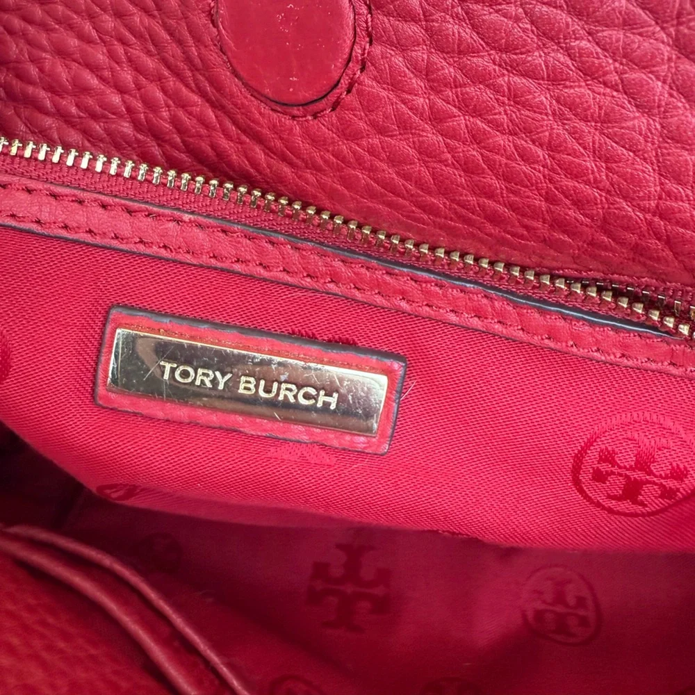 Tory Burch Crossbody Bag Purse Vibrant Red Satchel - Picture 7 of 8